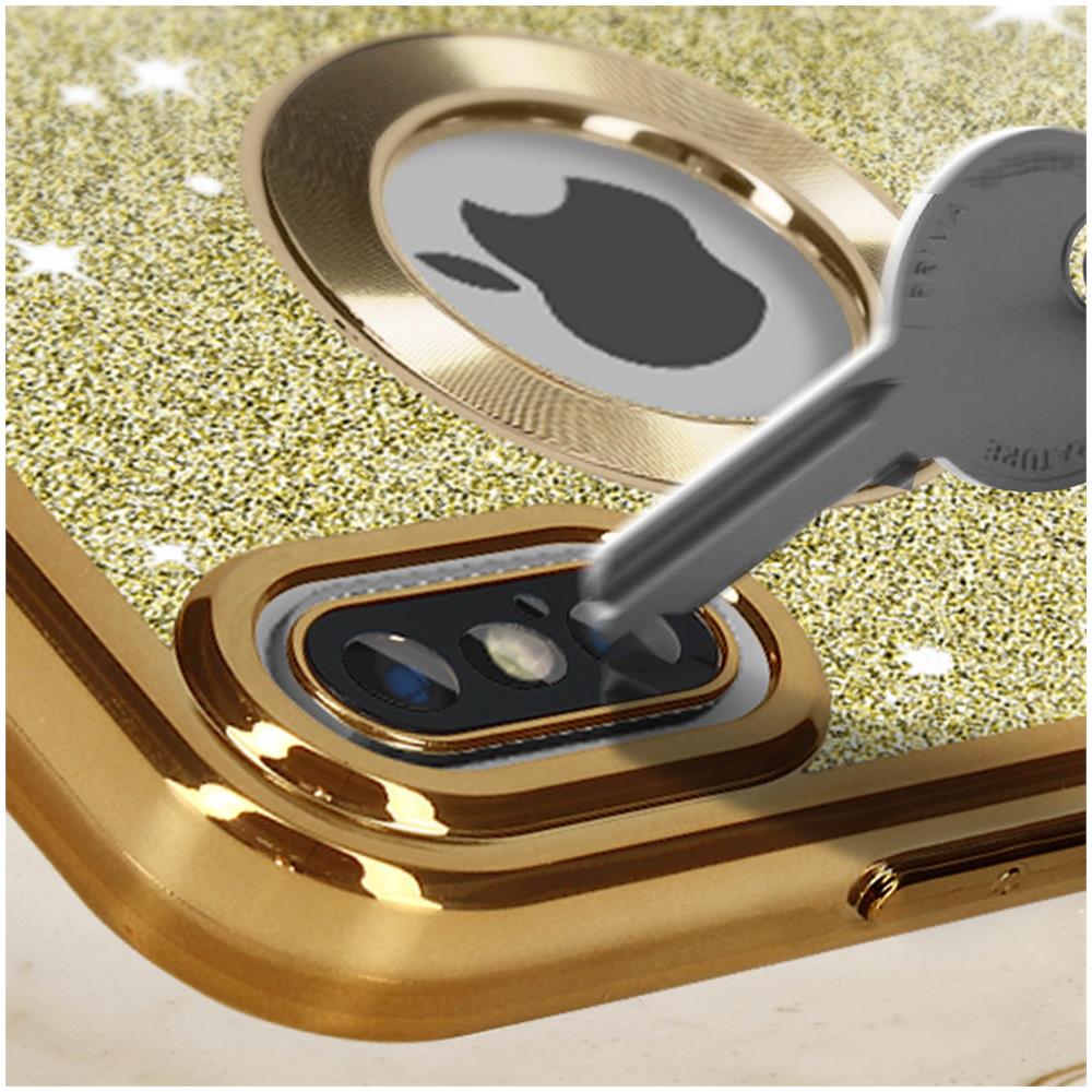 Cover Per Iphone Xs Max Glitter Rimovibile Silicone Gel Serie Protecam Spark Oro - Foto 2