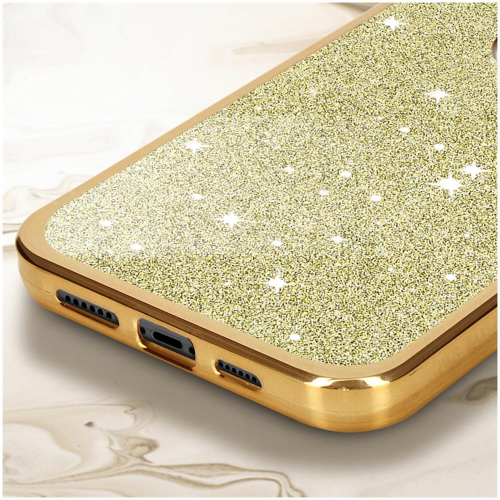 Cover Per Iphone Xs Max Glitter Rimovibile Silicone Gel Serie Protecam Spark Oro - Foto 5