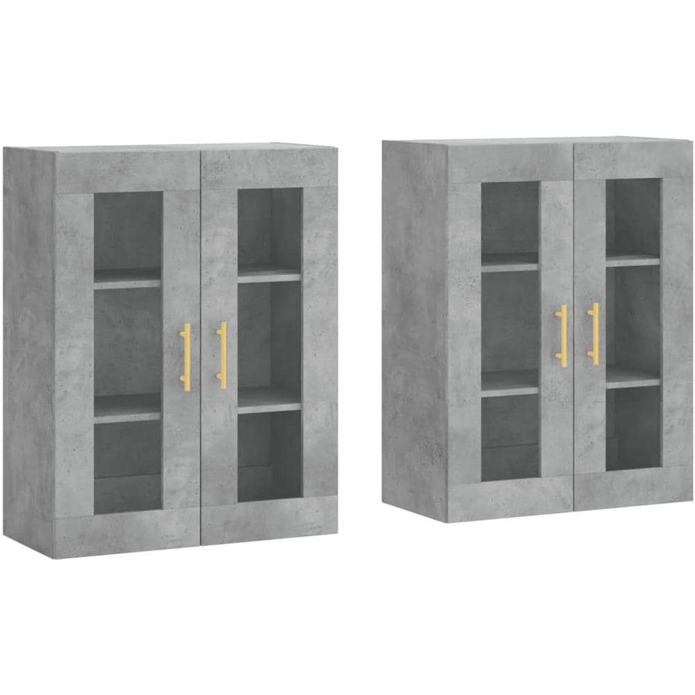 Armadietti A Parete 2 Pz Grigio Cemento In Legno Multistrato - Foto 2