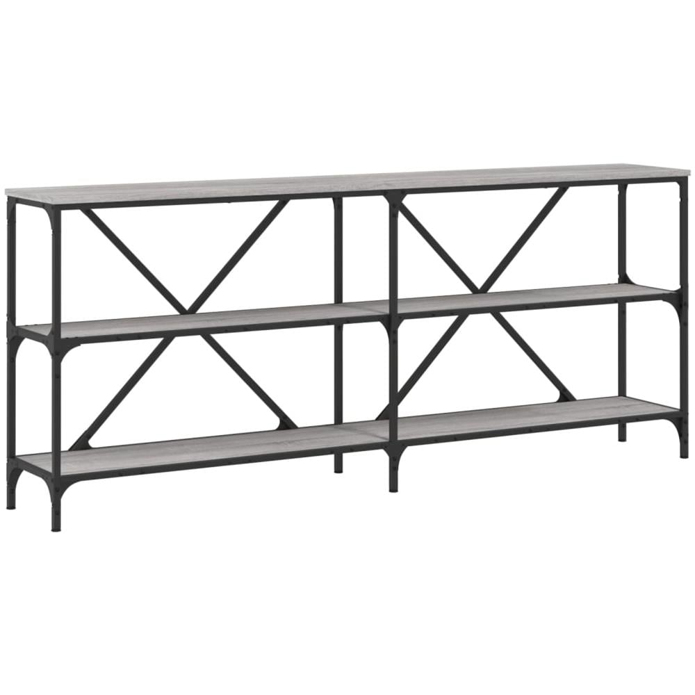 Tavolino Grigio Sonoma 180x30x75cm In Legno Multistrato E Ferro - Foto 2
