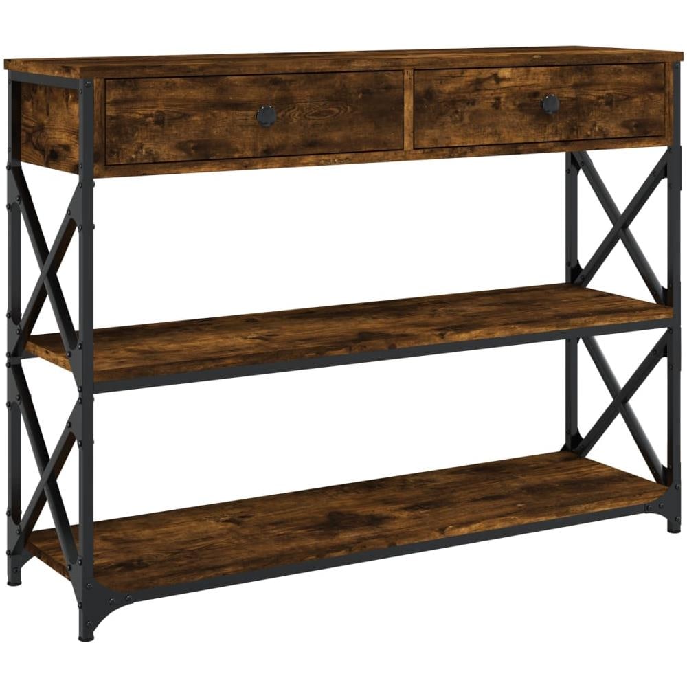 Tavolo Consolle Rovere Fumo 100x28x75 Cm In Legno Multistrato - Foto 2