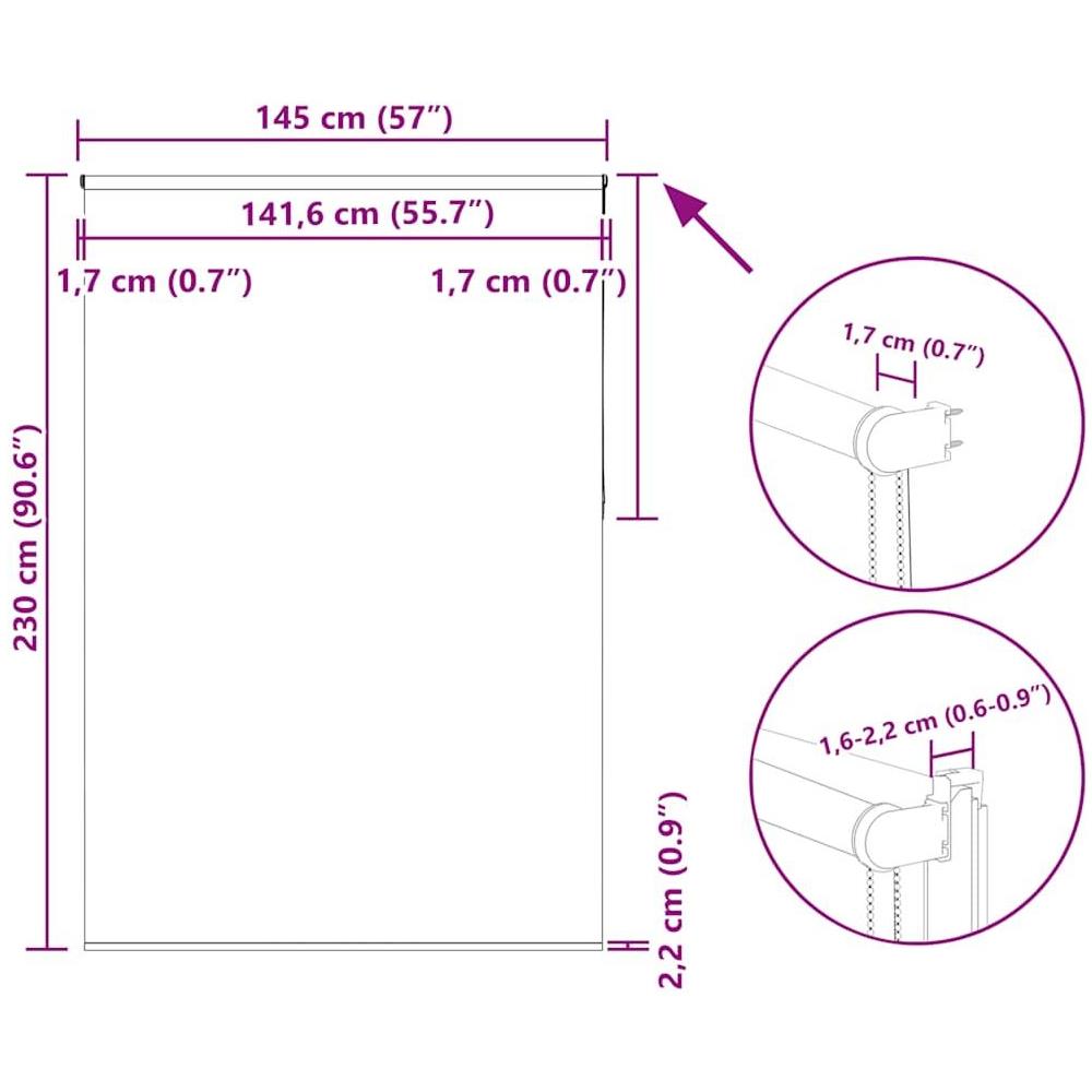 Tenda a Rullo Oscurante 145x230 cm Larghezza Tessuto 141,6 cm - Foto 10