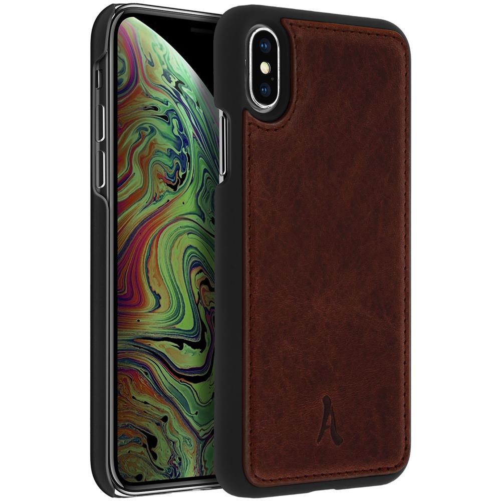 Cover Apple Iphone X / Xs Protezione Rigida Pelle Vera Marrone - Foto 2