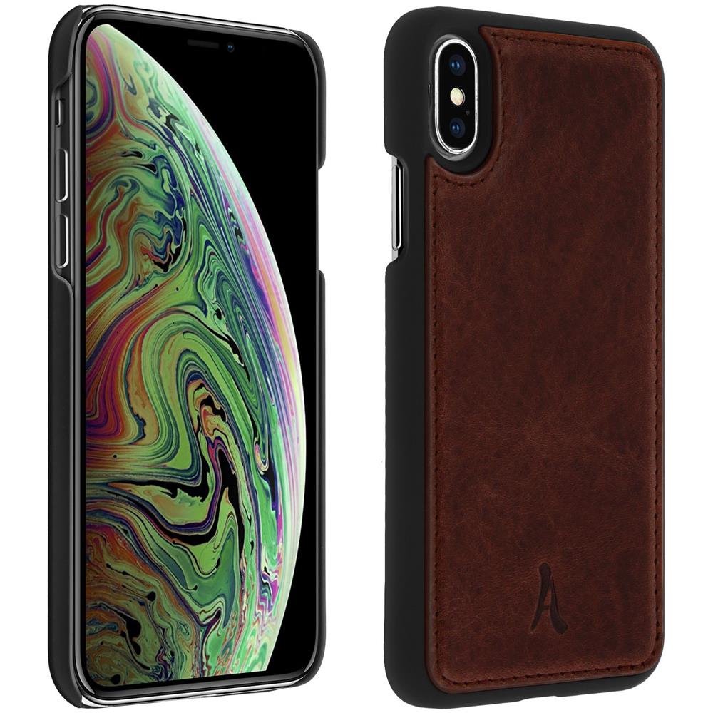 Cover Apple Iphone X / Xs Protezione Rigida Pelle Vera Marrone - Foto 1