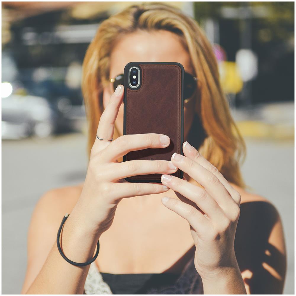 Cover Apple Iphone X / Xs Protezione Rigida Pelle Vera Marrone - Foto 5