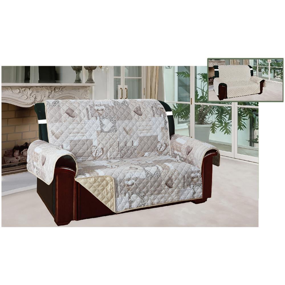 Copridivano E Copripoltrona Trapuntato Reversibile Modello Kino Colore Beige 2 Posti Beige - Foto 3