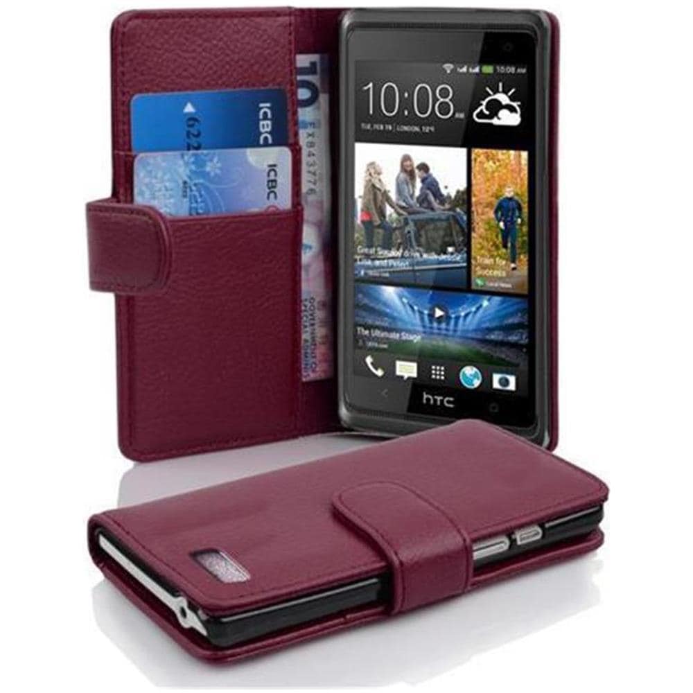 Custodia Libro Per Htc Desire 600 In Porpora - Con Vani Di Carte E Funzione Stand Di Similpelle Strutturata - Portafoglio Cover Case Wallet Book Etui Protezione - Foto 1