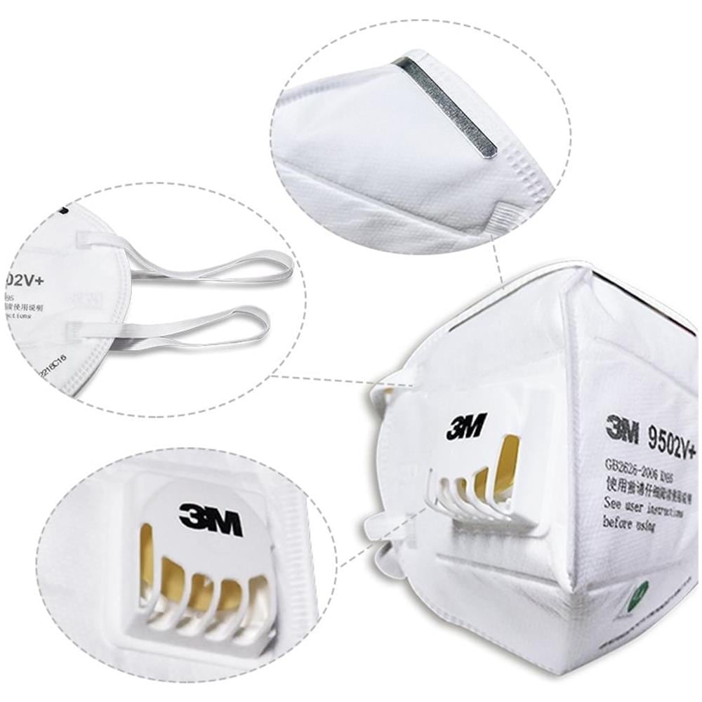 5x 3m 9502v + N95 Ffp2 Maschera Respiratore Anti Batteri Polvere Fumo Virus Pm2.5 - Foto 2