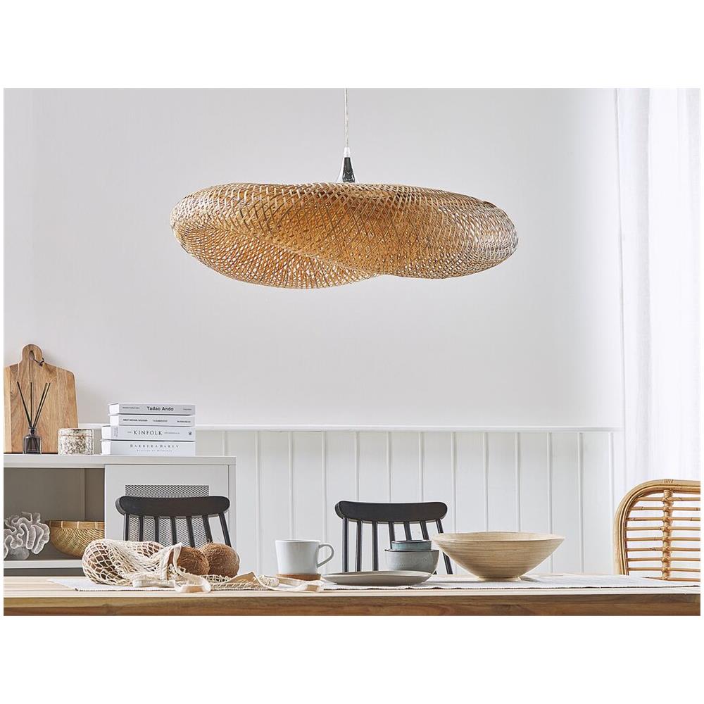 Lampadario In Legno Di Bambù Marrone Chiaro Boyne L - Foto 2