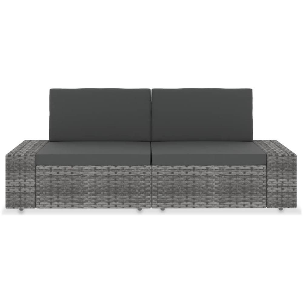 Divano Modulare a 2 Posti in Polyrattan Grigio - Foto 3