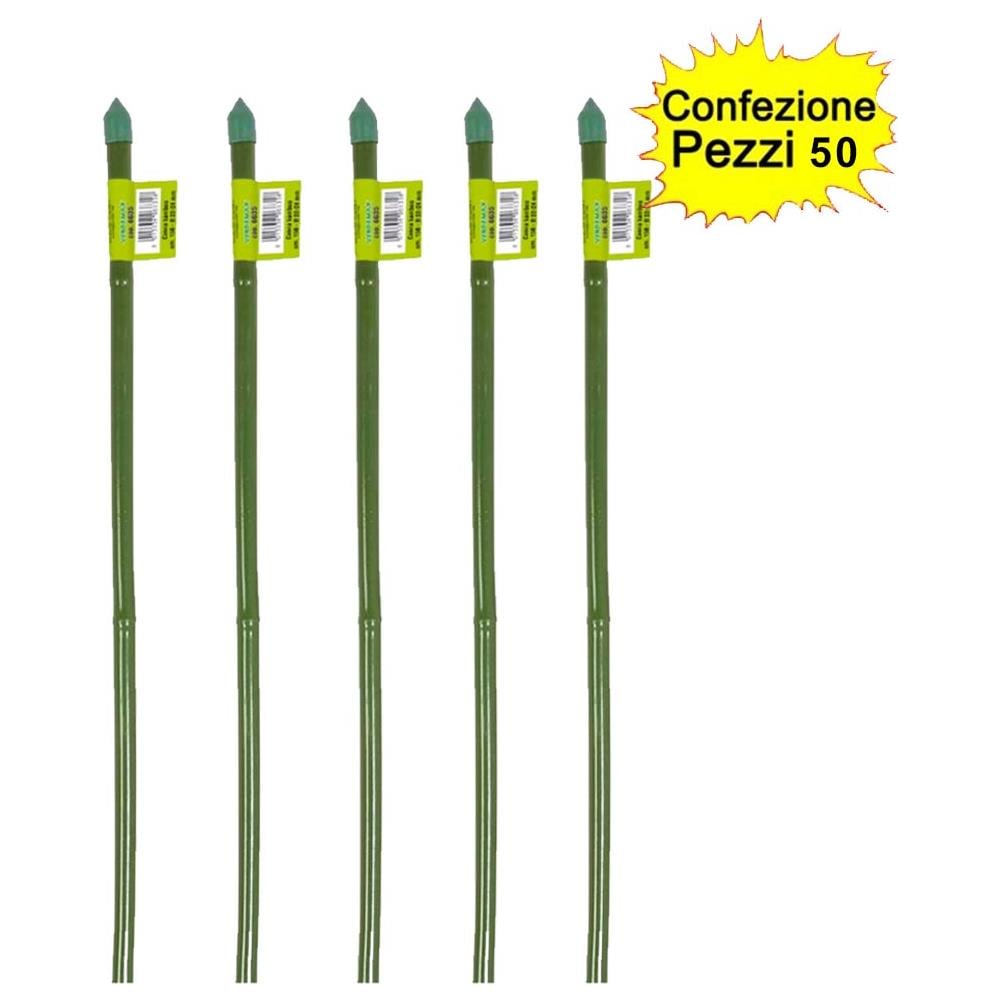 Tutori In Bamboo Plastificato Verde Per Piante 50 Pezzi 8-10 Mm X Altezza 90 Cm - Foto 1