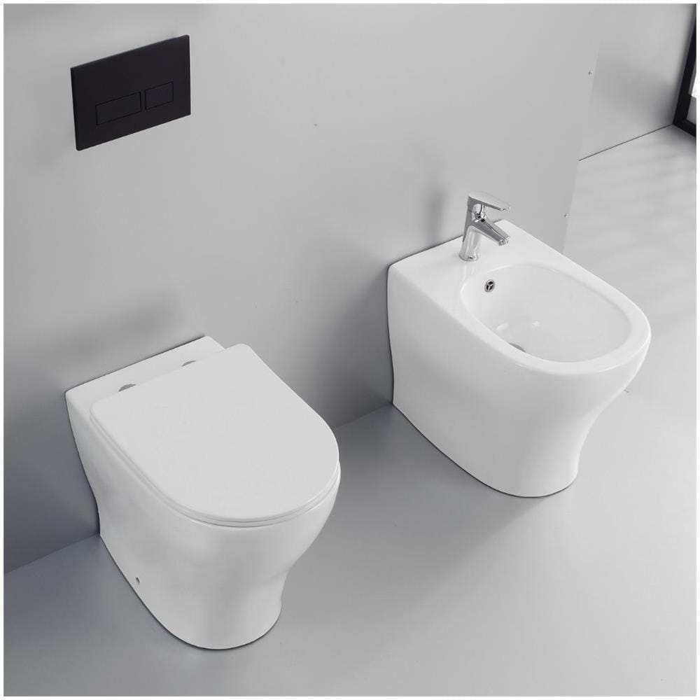 Coppia Sanitari Fun A Pavimento Vaso E Bidet Sedile Frizionato - Foto 2