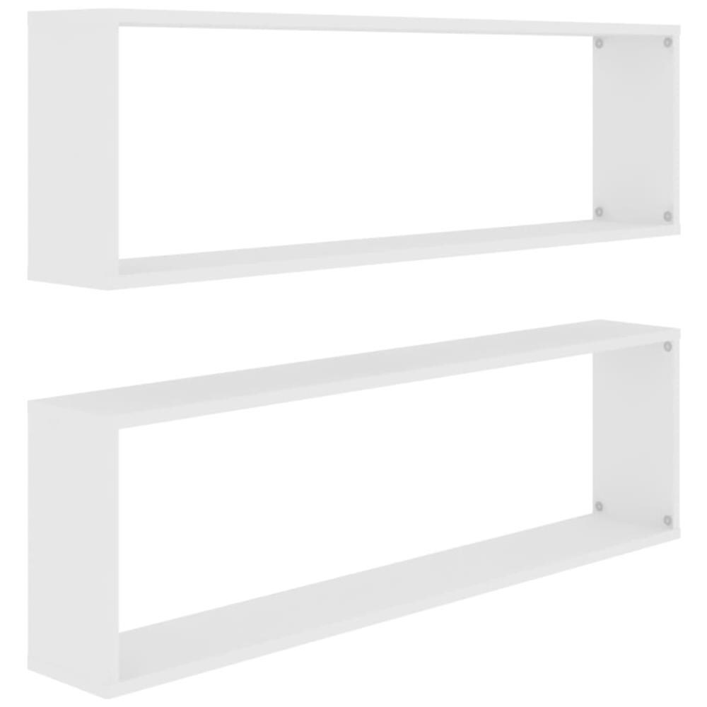 Mensole Parete a Cubo 2 pz Bianco 100x15x30 cm in Multistrato - Foto 2