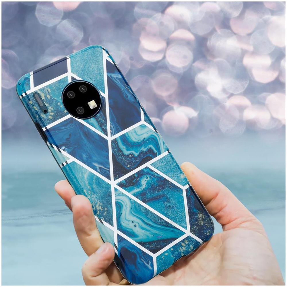 Custodia Compatibile Con Huawei Mate 30 In Marmo Blue Wave No. 13 - Coperchio Protettivo In Silicone Tpu Con Motivo A Mosaico - Foto 8