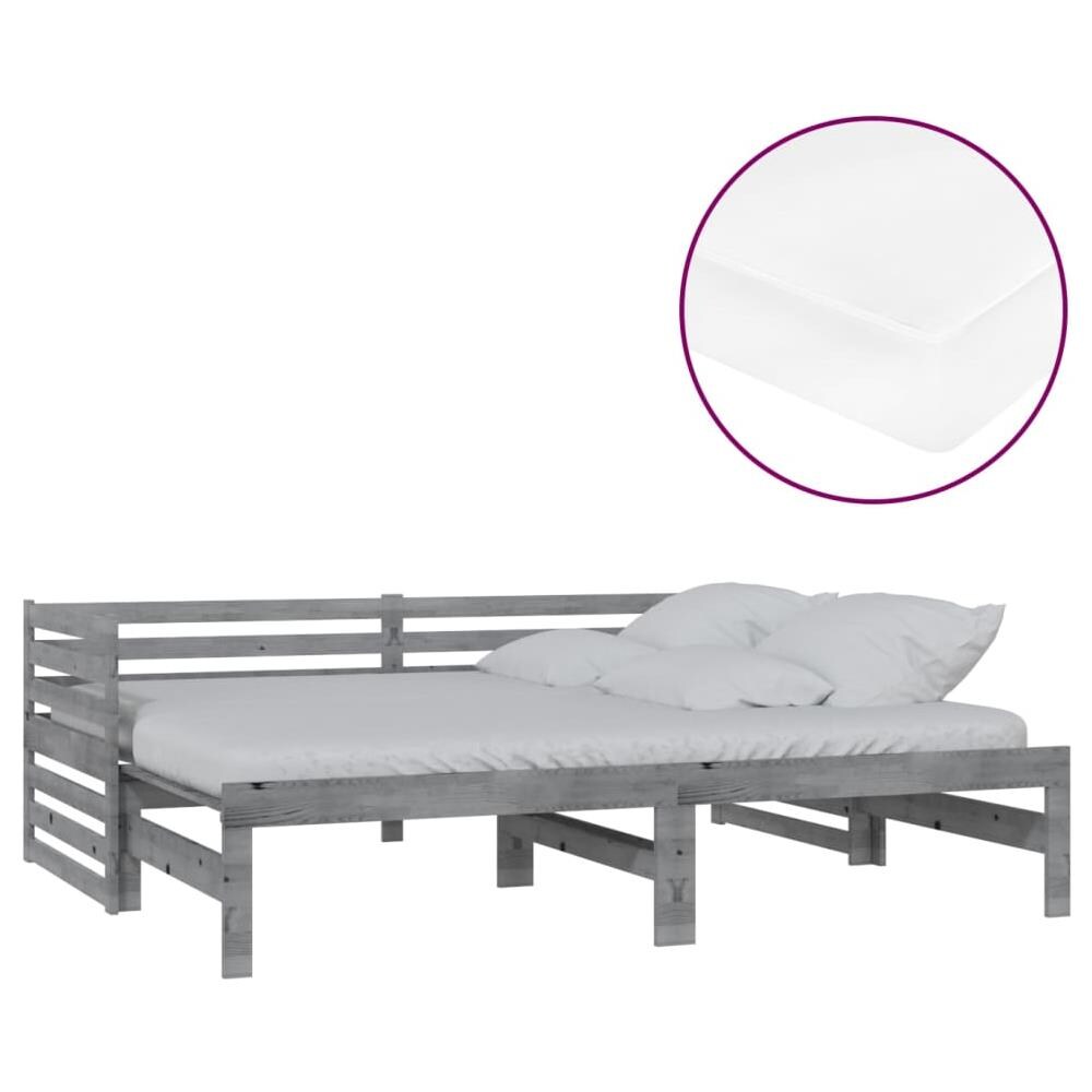 Dormeuse Estraibile 2x (90x200) Cm Grigia In Massello Di Pino - Foto 2