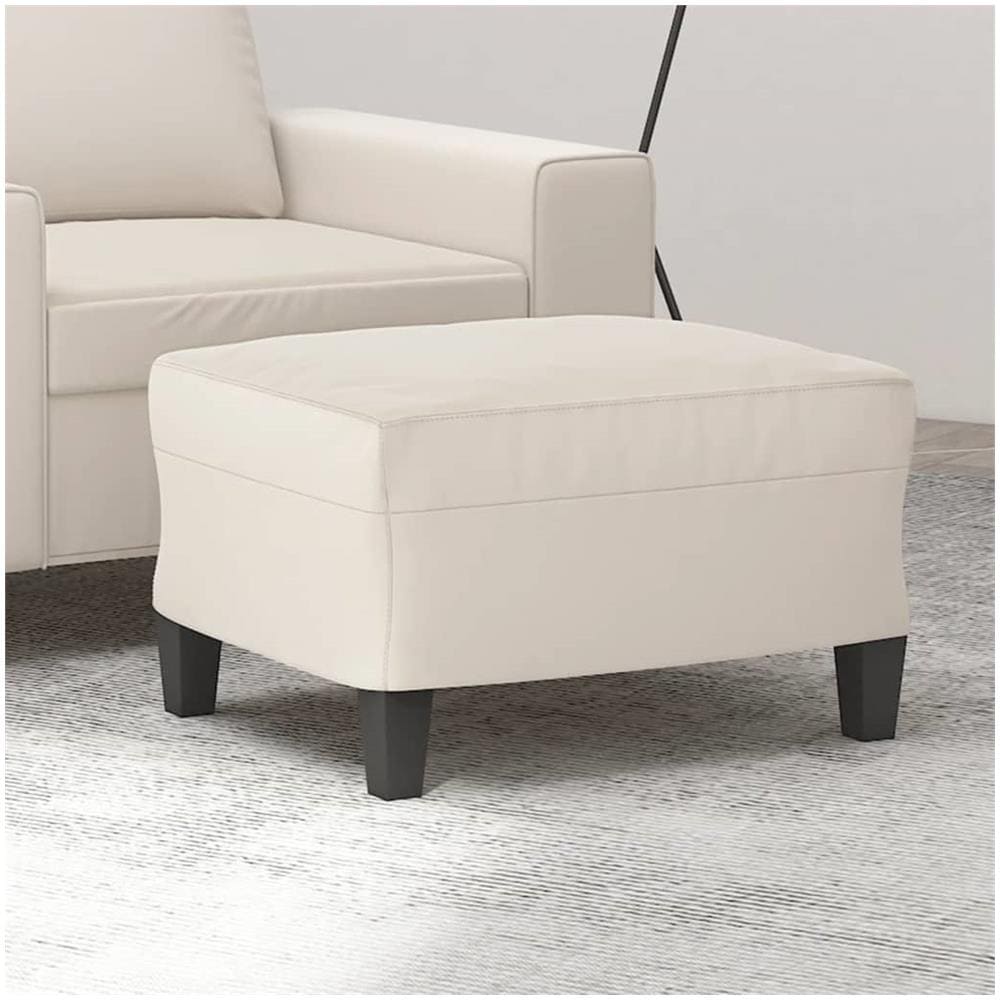 Poggiapiedi Beige 60x50x41 Cm In Tessuto Microfibra - Foto 1