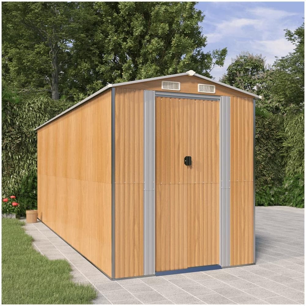 Capanno Giardino Marrone Chiaro 192x523x223 Cm Acciaio Zincato - Foto 1