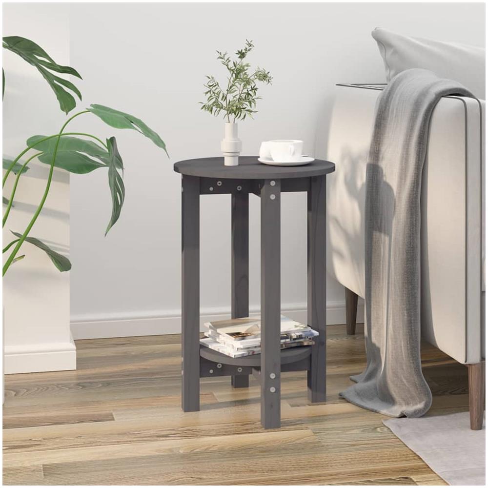 Tavolino Da Salotto Grigio 40x60 Cm In Legno Massello Di Pino - Foto 1