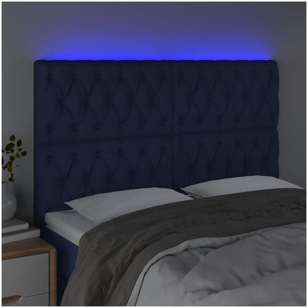 Testiera A Led Blu 144x7x118/128 Cm In Tessuto - Foto 3