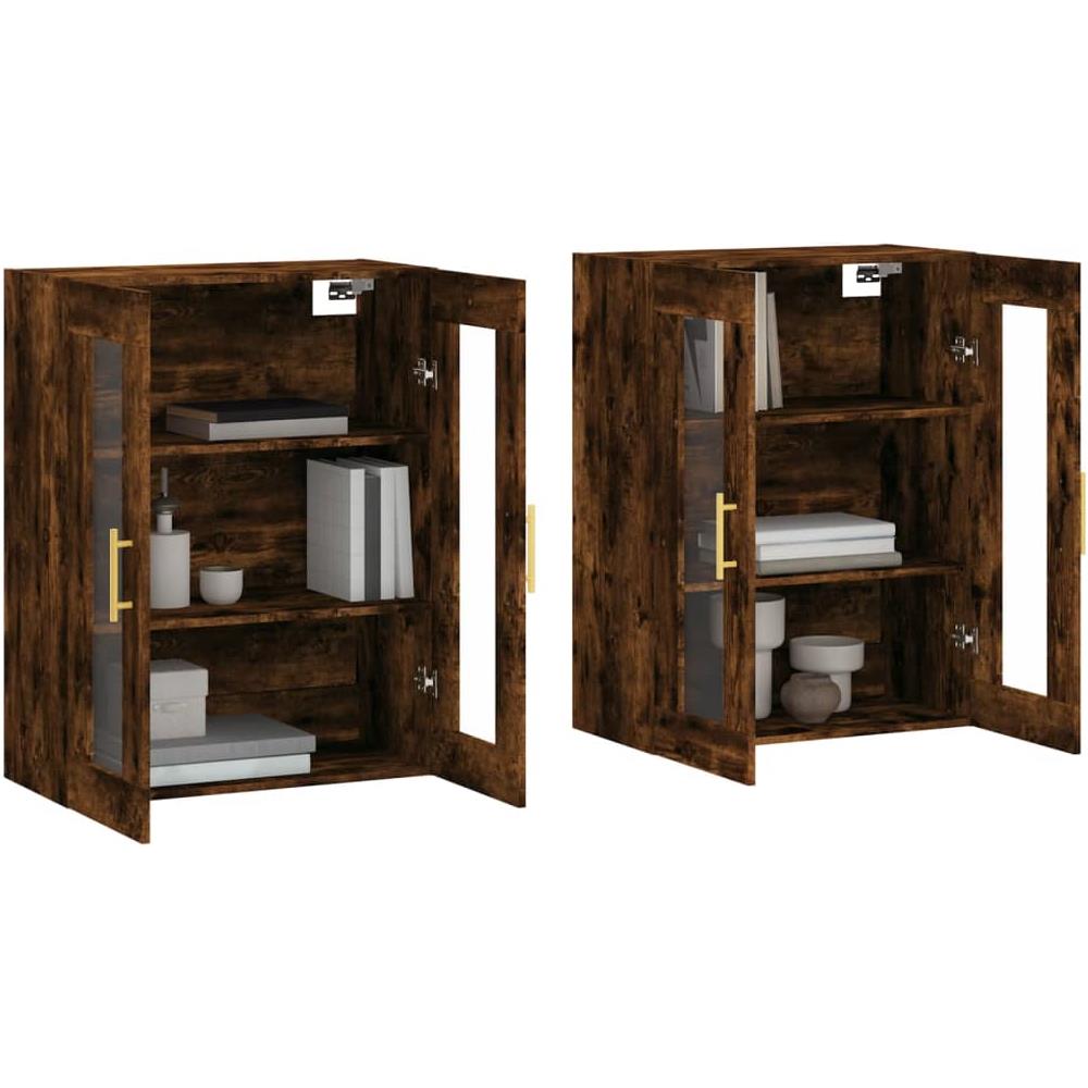 Armadietti A Parete 2 Pz Rovere Fumo In Legno Multistrato - Foto 2