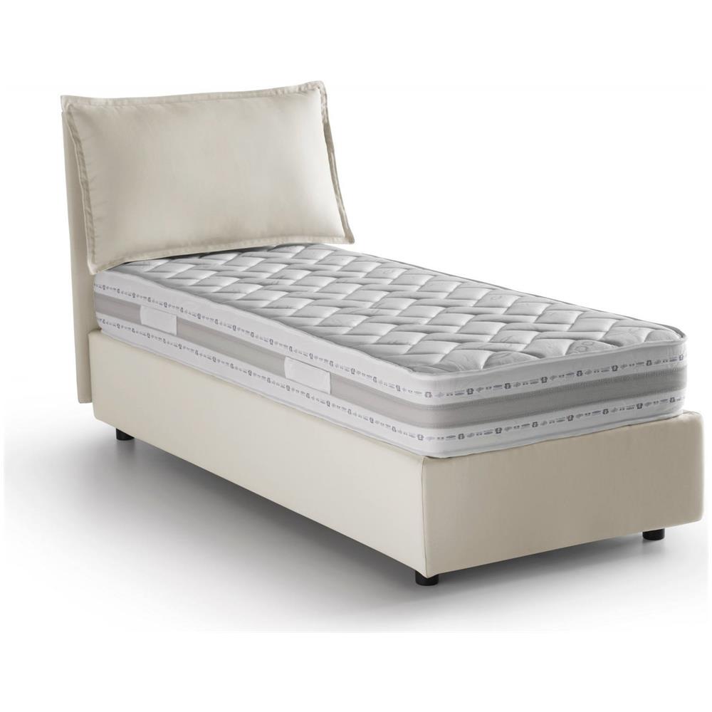 Letto Singolo Zusanne, Letto Contenitore Con Rivestimento In Tessuto, 100% Made In Italy, Apertura Frontale, Adatto Per Materasso Cm 90x190, Beige - Foto 2