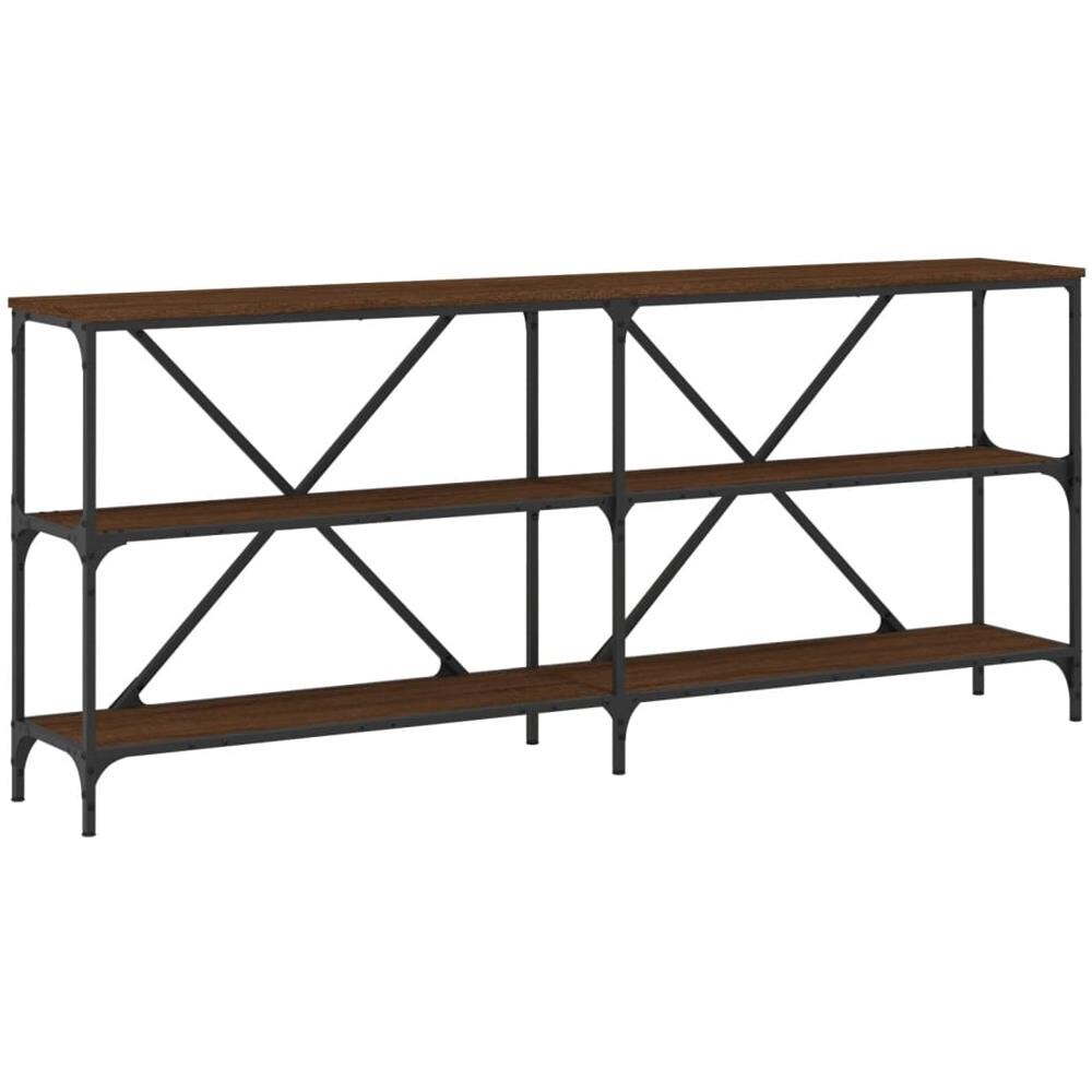 Tavolo Consolle Rovere Marrone 180x30x75 Cm Multistrato E Ferro - Foto 2