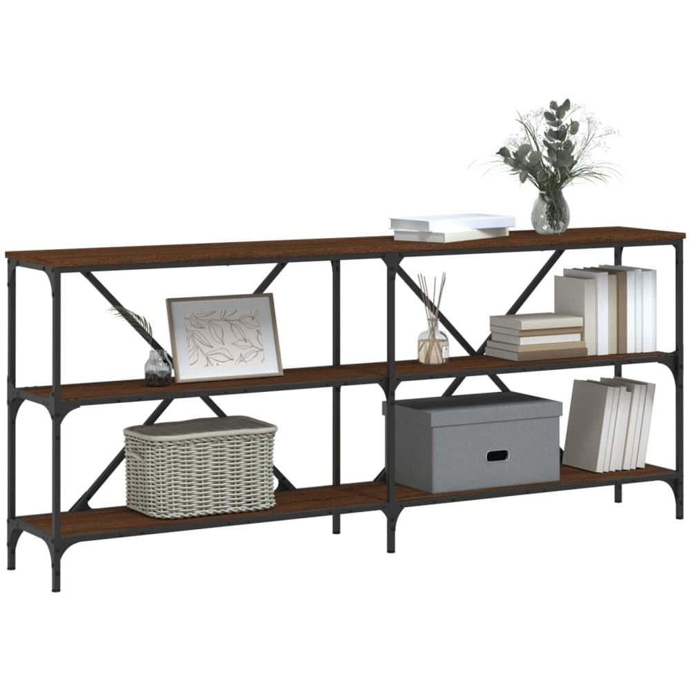 Tavolo Consolle Rovere Marrone 180x30x75 Cm Multistrato E Ferro - Foto 3