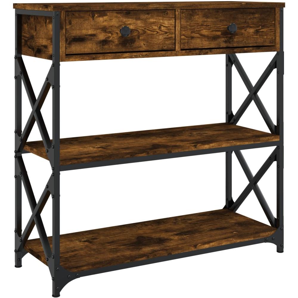 Tavolino Consolle Rovere Fumo 75x28x75 Cm In Legno Multistrato - Foto 2