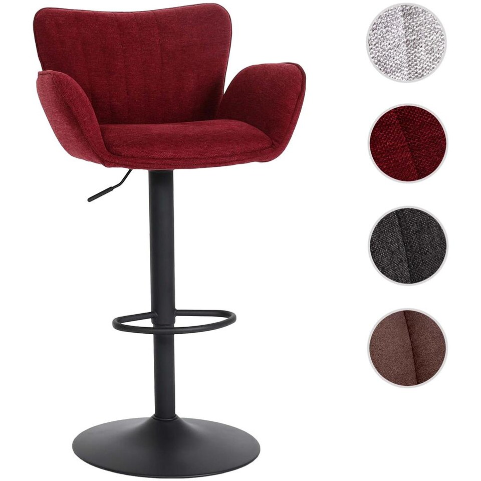 Set Di 2 Sgabelli Da Bar Eleganti Con Poggiapiedi – HWC-D72 – Rivestimento In Tessuto Marrone E Struttura In Metallo