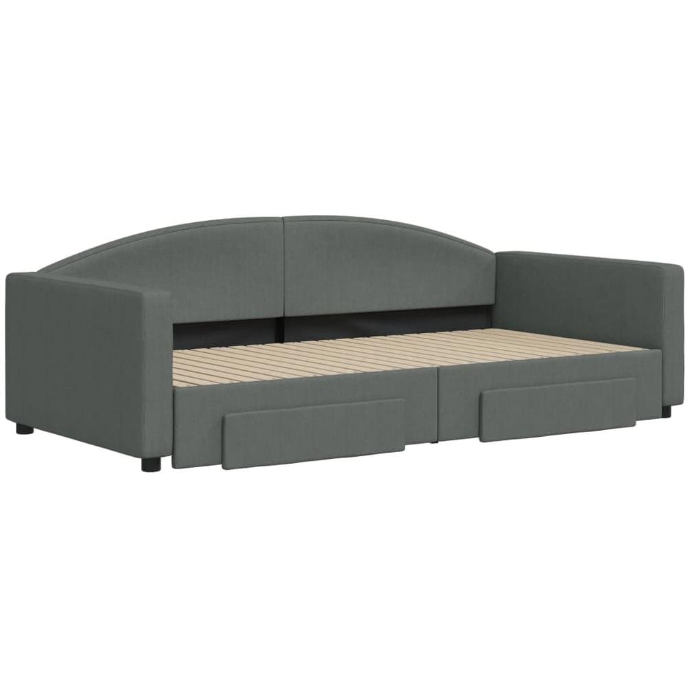 Divano Letto Estraibile Cassetti Grigio Scuro 100x200cm Tessuto - Foto 2