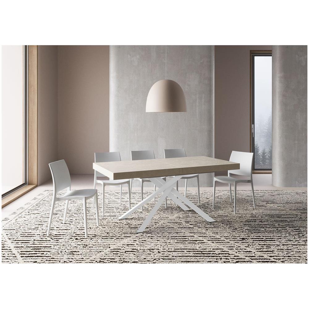 Tavolo allungabile 90x180/440 cm Karida cashmere gambe bianche - Foto 2