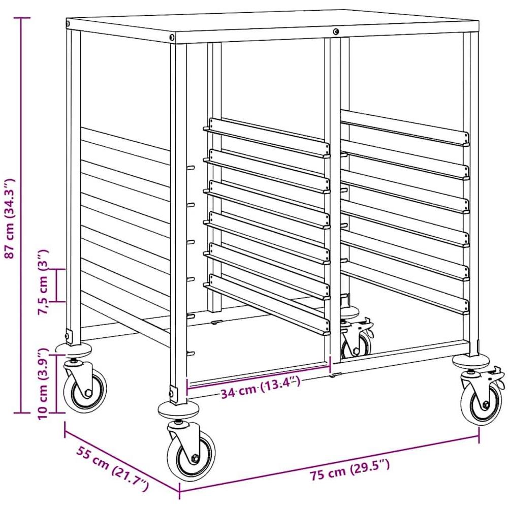 Carrello Portateglie con 12 GN Contenitori 75x55x87 cm - Foto 10