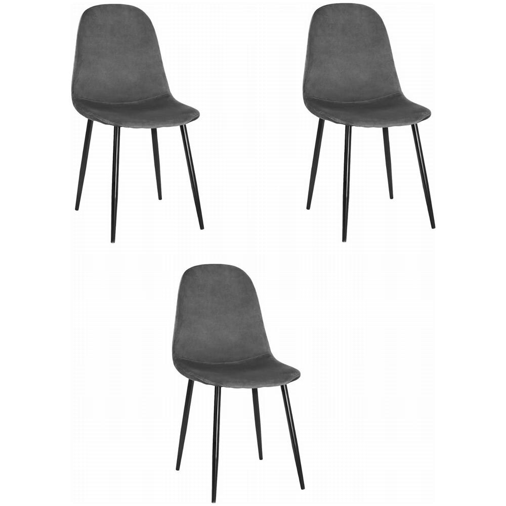 Sedia COMO in velluto grigio scuro, design ergonomico x3 - Foto 1