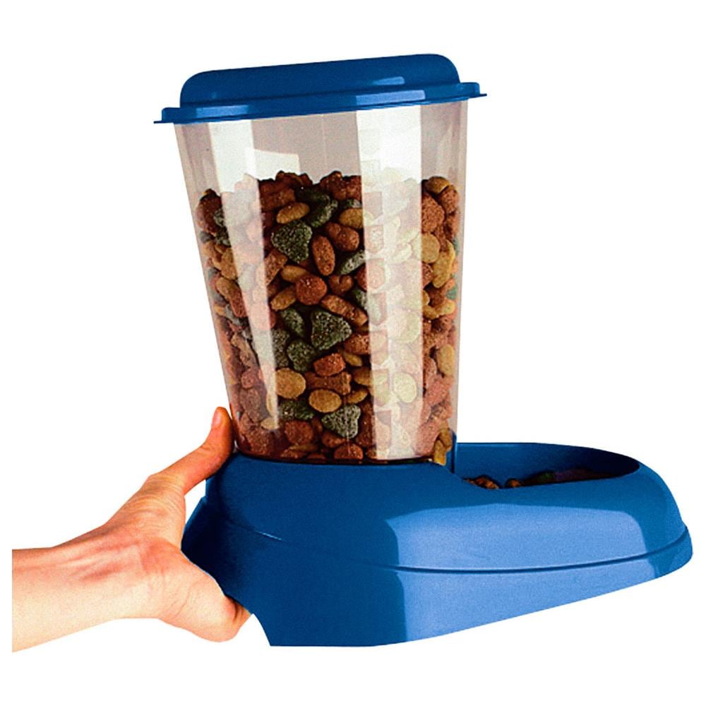 Distributore Di Cibo Secco Crocchette Per Cani E Gatti 3 Litri Zenith Pratica Mangiatoia Dispenser Cibo Biscotti Per Animali, Serbatoio Trasparente Con Coperchio, Fondo Antiscivolo, 20,2 X 29,2 X H 28,8 Cm Blu - Foto 7