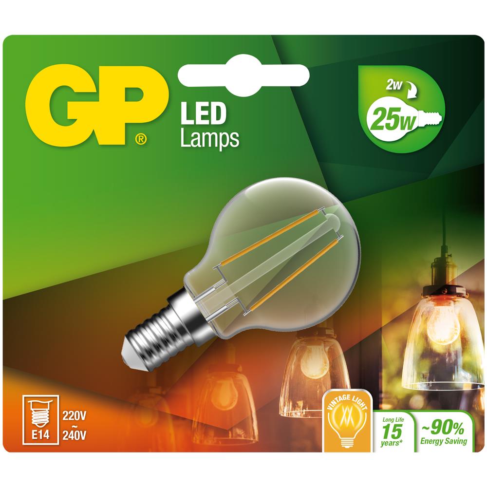 IC-GP472105 - Lampadina Globo LED E14 Bianco Caldo 2W Filamento Classe A++ - Foto 2