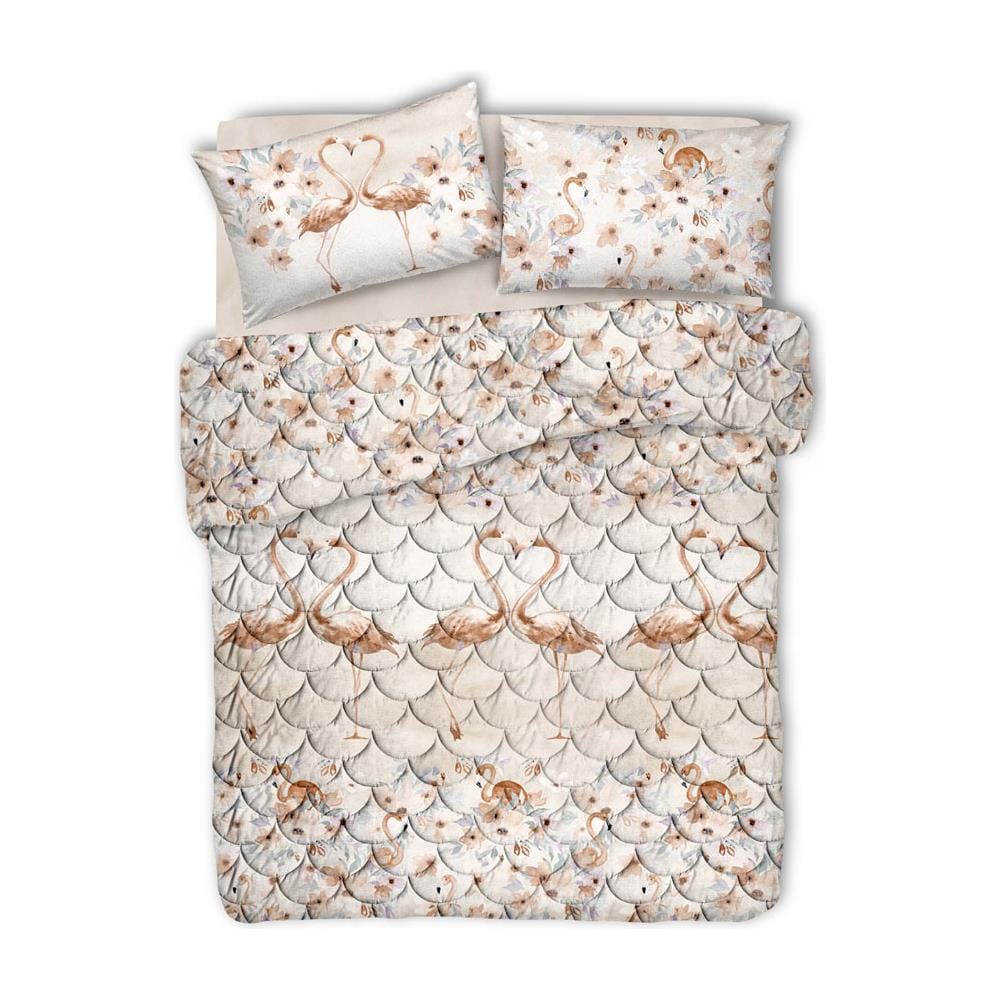 Trapuntino Estivo 100gr mq Disegno Flamingo 2 Piazze Matr.le Beige - Foto 2