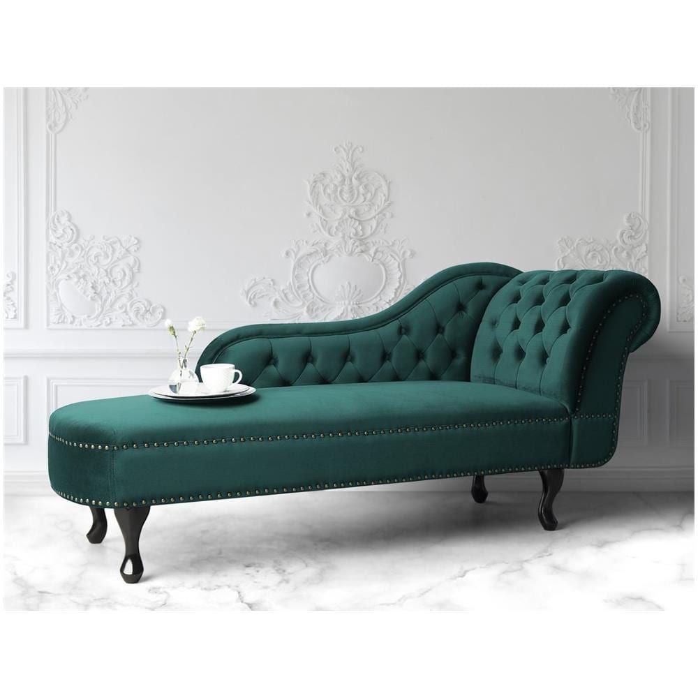 Chaise Longue Destra In Velluto Verde Smeraldo Nimes - Foto 2