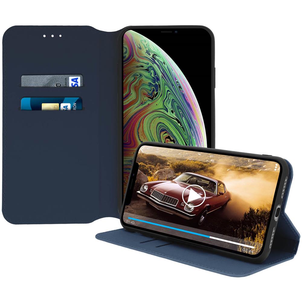 Custodia Iphone Xs Max Custodia A Libro Porta-carte Funzione Supporto - Blu - Foto 2