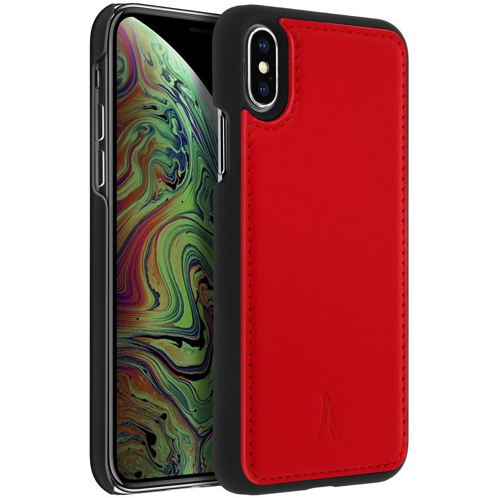 Cover Apple Iphone X / Xs Protezione Rigida Pelle Vera Akashi Rosso - Foto 2