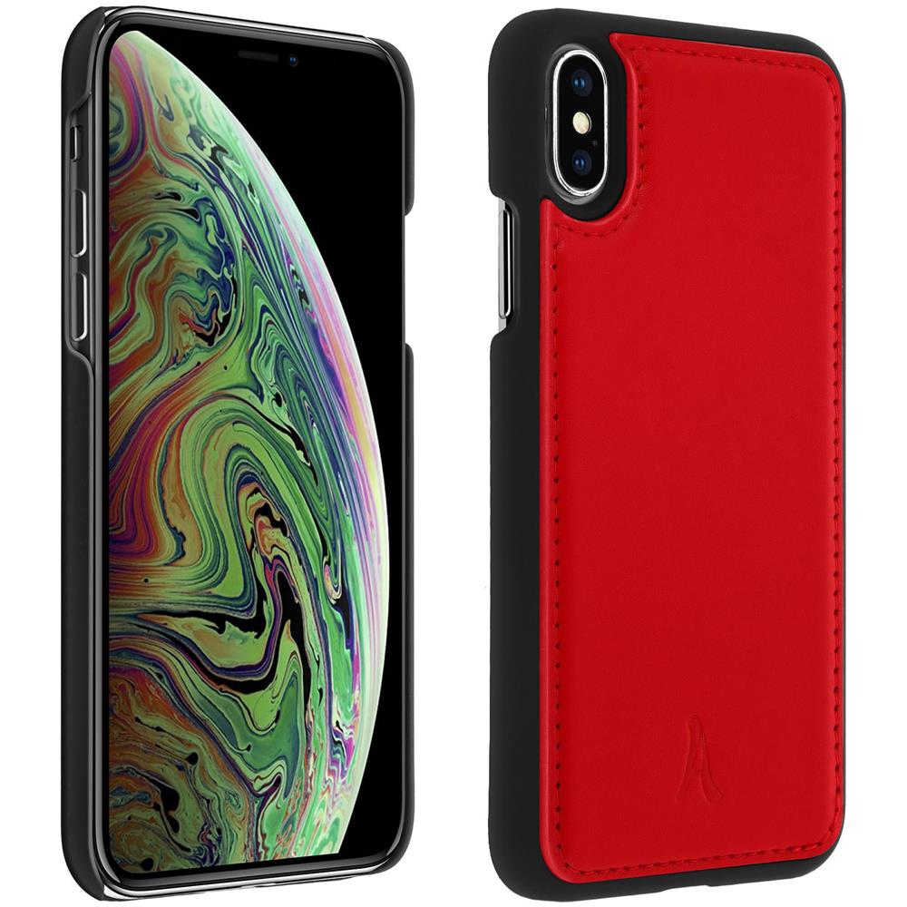 Cover Apple Iphone X / Xs Protezione Rigida Pelle Vera Akashi Rosso - Foto 1