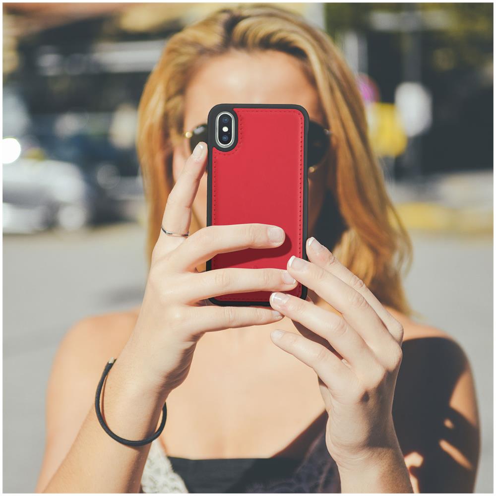 Cover Apple Iphone X / Xs Protezione Rigida Pelle Vera Akashi Rosso - Foto 5