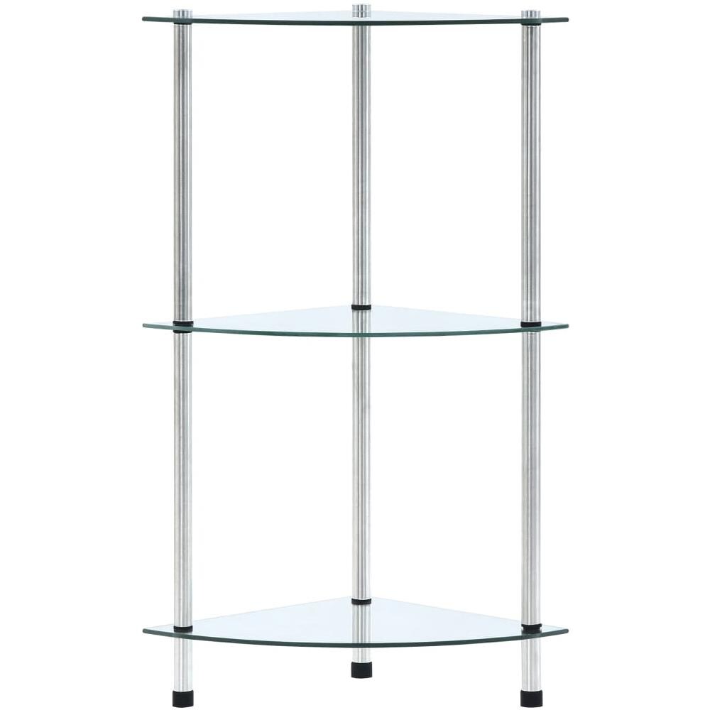 Scaffale a 3 Livelli Trasparente 30x30x67 cm in Vetro Temperato - Foto 2