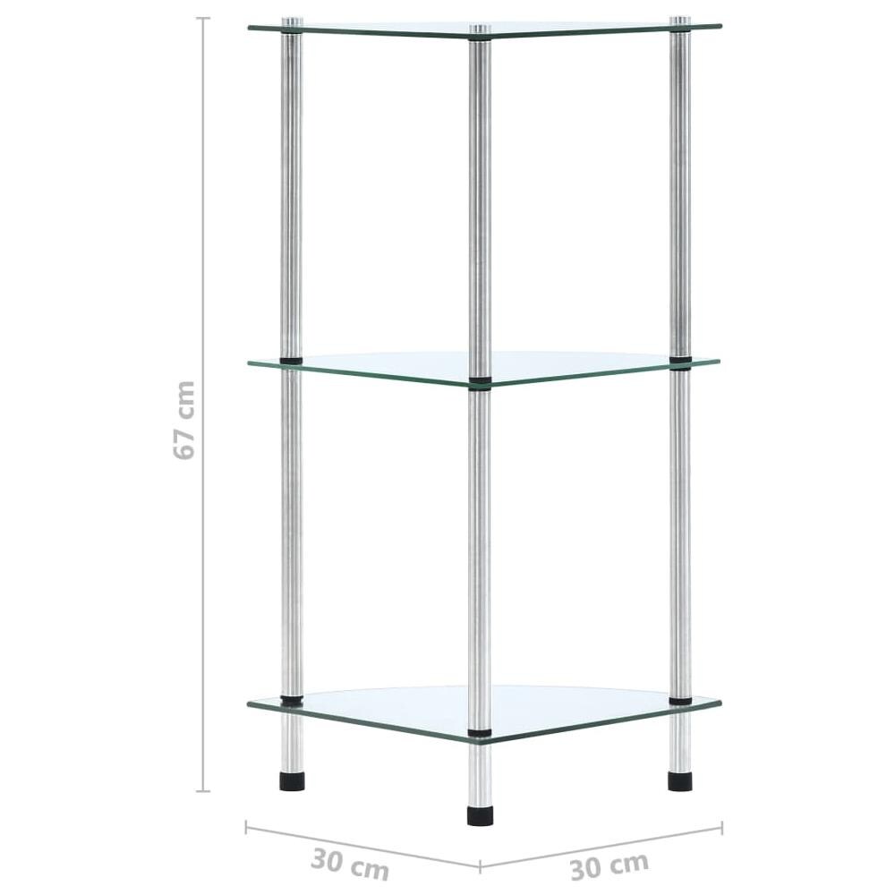 Scaffale a 3 Livelli Trasparente 30x30x67 cm in Vetro Temperato - Foto 6