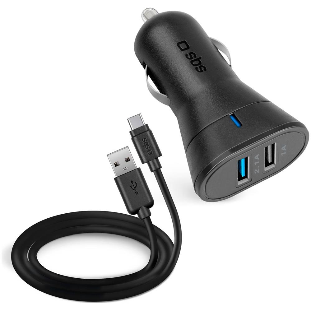 Caricabatterie Da 2100 Mah Con 2 Uscite Usb Da 1a E 2.1a, Intelligent Charge, Cavo Per La Ricarica Ed Il Trasferimento Dati Type C - Foto 2