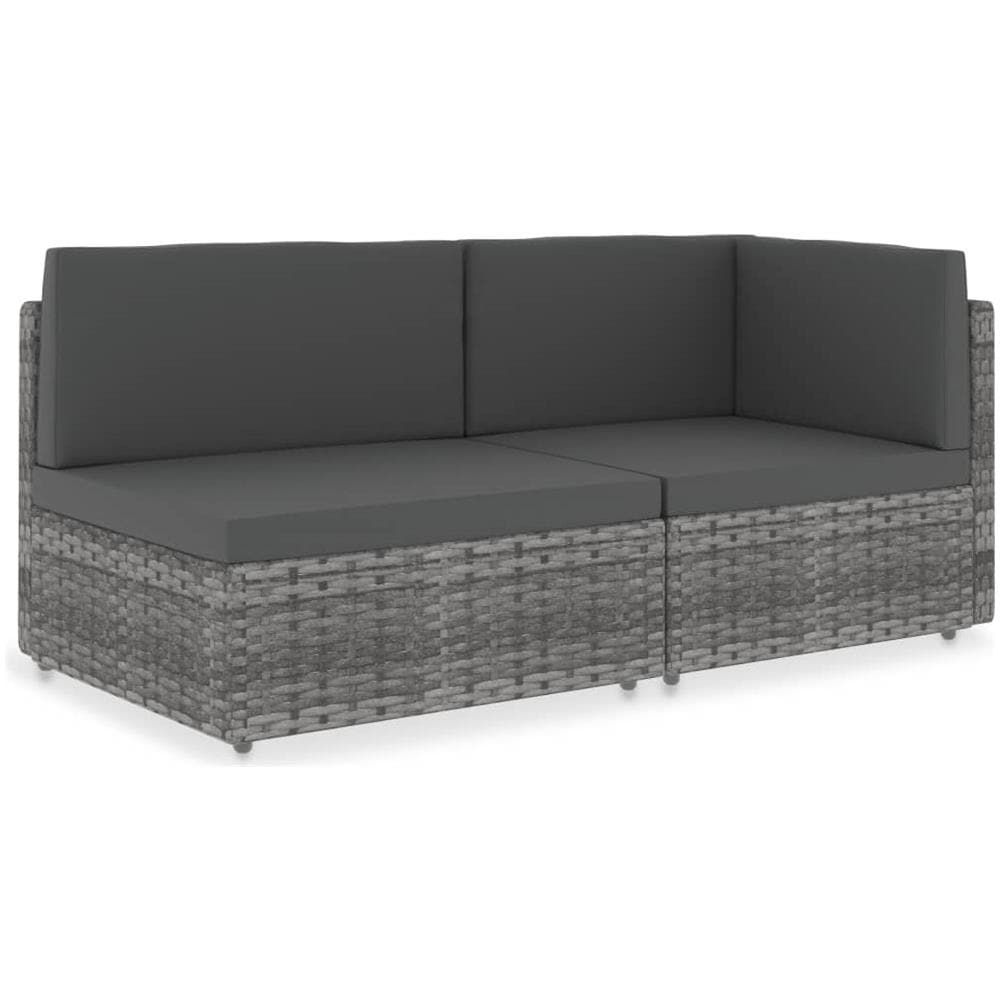 Divano Modulare a 2 Posti in Polyrattan Grigio - Foto 1