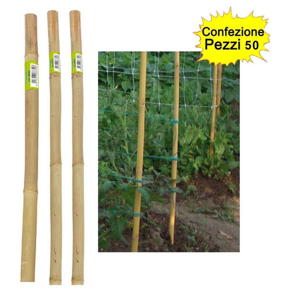 Tutori In Bamboo Pesante 50 Pezzi 22-24 Mm X Altezza 240 Cm Pareti Divisorie Pali Pomodori - Foto 1