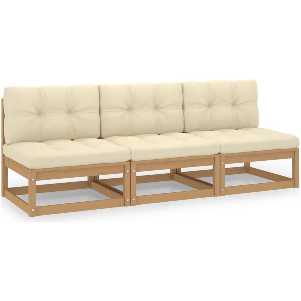 Divano a 3 Posti con Cuscini in Legno Massello di Pino - Foto 2