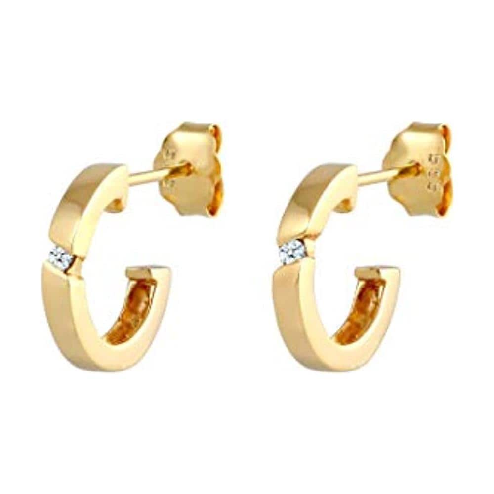Orecchini A Perno Da Donna In Oro Giallo 14k Con Diamante Bianco - Foto 1
