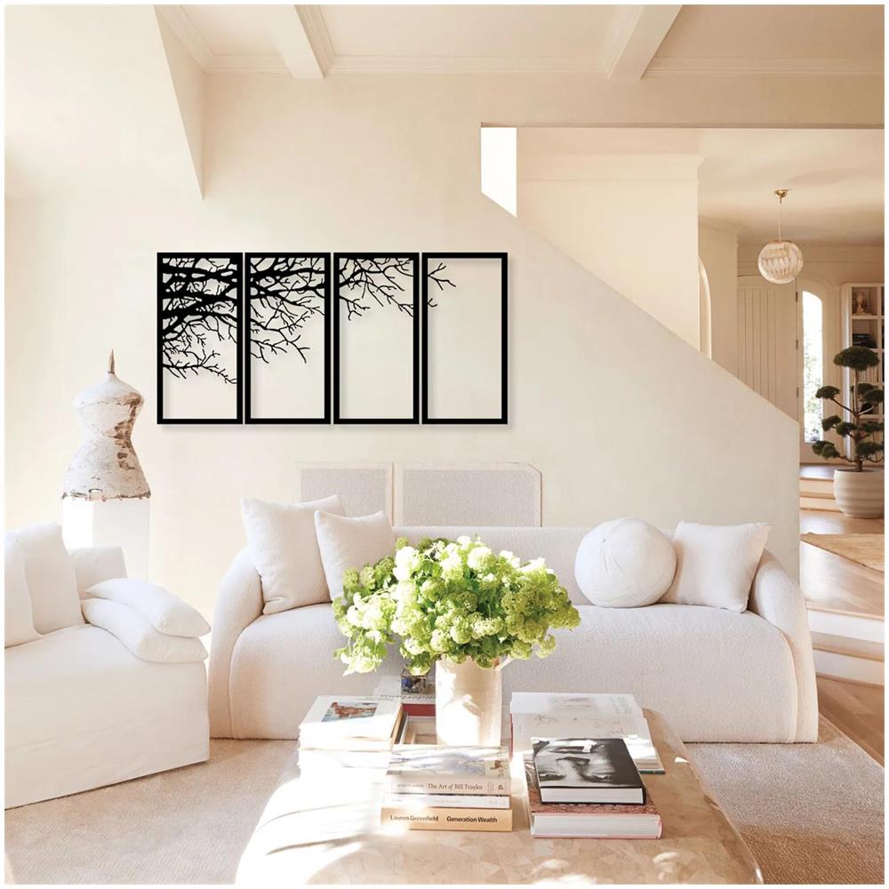Decorazione Murale In Metallo Ramo D'albero 150 X 74 Cm, 4 Pannelli Ramo D'albero Arte Murale, Decorazione Minimalista - Foto 3
