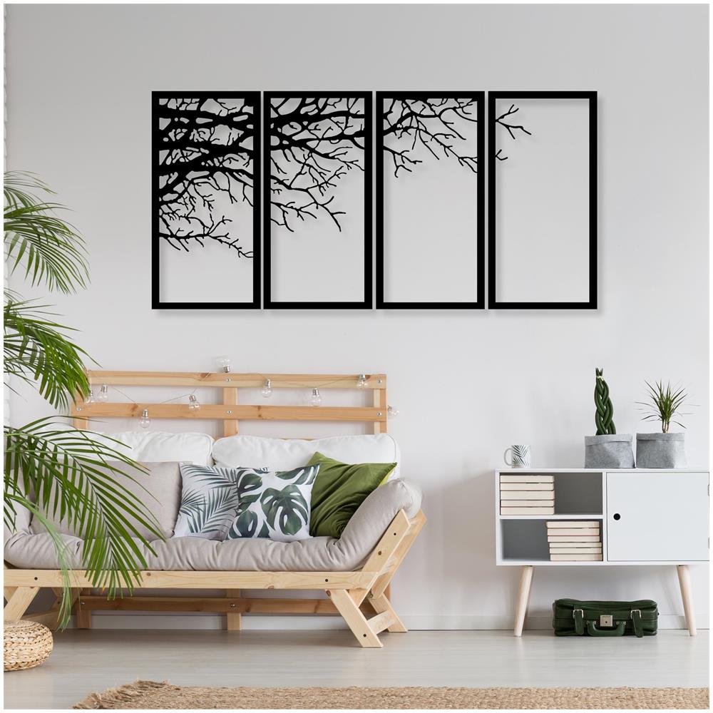 Decorazione Murale In Metallo Ramo D'albero 150 X 74 Cm, 4 Pannelli Ramo D'albero Arte Murale, Decorazione Minimalista - Foto 2